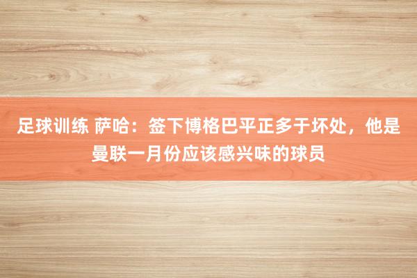 足球训练 萨哈：签下博格巴平正多于坏处，他是曼联一月份应该感兴味的球员